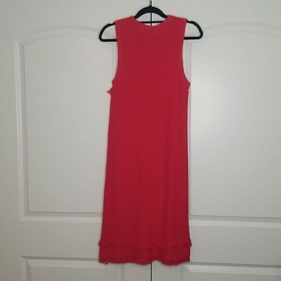 J.crew Sleeveless Red Crochet Knit Fringe Shift Dress - Picture 7 of 9